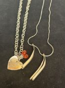 Silver heart necklace & other silver necklace