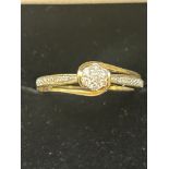 9ct Gold ring set with diamonds Size Q 2.7g