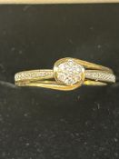 9ct Gold ring set with diamonds Size Q 2.7g