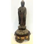 Antique 1600-1868 Buddha. Hand carved black and Gi