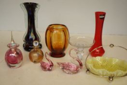 Collection of art glass: Victorian vaseline glass,