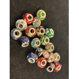 20 Silver rimmed murano glass beads