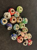 20 Silver rimmed murano glass beads