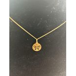 9ct gold chain and pendant 2g