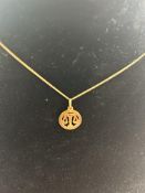 9ct gold chain and pendant 2g