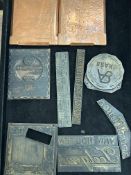 Nine copper and bronze early printing plates