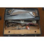 Vintage carpenters tool box & contents