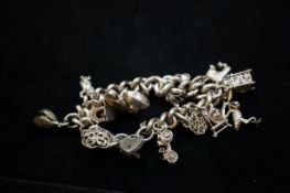 Silver charm bracelet - 16 charms