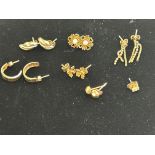 Various 9ct gold earrings: five pairs and two single