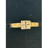 9ct Gold ring set with 4 diamonds Size M 2.6g