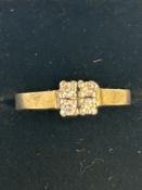 9ct Gold ring set with 4 diamonds Size M 2.6g