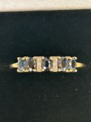 9ct Gold ring set with sapphires & diamonds Size U