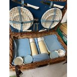 Complete picnic set in wicker basket
