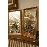 Pair of Gypsy style bevelled mirror both signed J.