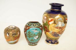 Japanese vase, lidded pot, cloisonne vase (damage