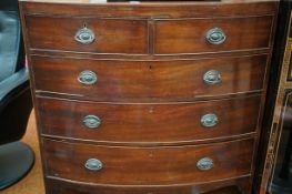 Victorian bow fronted set of drawers, 2 over 3