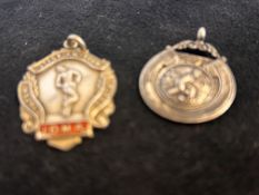 2 Silver watch chain fobs