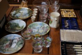 Collection of cabinet plates, retro glassware and
