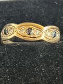 9CT gold ring set with sapphires and CZ Size O