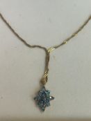 9CT Gold chain and pendant set with blue topaz 6.1