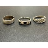 3x Silver dress rings