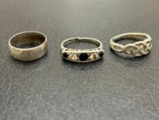 3x Silver dress rings