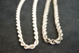 2 Silver thick rope necklaces