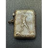 Silver vesta case depicting a golfer