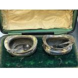 Cased pair of victorian silver salts