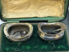 Cased pair of victorian silver salts