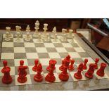 Lacquered board chess set
