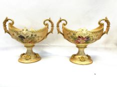 Royal Worcester 194 pair of twin handed footed dis