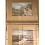 Pair of Victorian watercolours, cattle & sheep sce