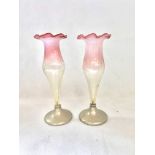 Pair of Victorian Vaseline glass vases with ep bas