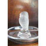 Lalique crystal pin dish depicting a bird without