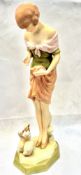 Royal Dux goose girl (pink lozenge) Height 35 cm