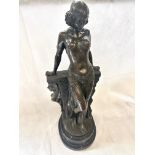 Large bronze figure of an art deco women on marble