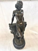 Large bronze figure of an art deco women on marble