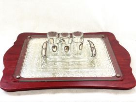 Silver serving tray (925) with Hebrew writings. To