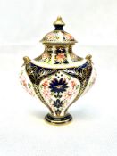 Royal crown derby small twin handled lidded vase H