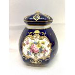 Royal crown derby hand painted cobalt blue pot pou