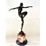 Bronze art deco lady on marble base (signed)