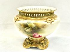 Royal Worcester 166 small jardiniere signed R Rush