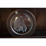 Lalique crystal plate depicting a bird 1973, diame