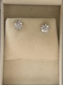 Pair of 18ct White gold cluster diamond earrings b