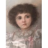 Framed pastel portrait of a young girl signed Boot