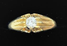18ct Gold solitaire diamond gents ring, 6.6grams,