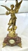 Japy Freres 19th century rouge marble/gilt clock H