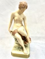 Royal Dux figure of a seated nude lady Height 30 c