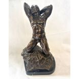 Bronze figure of a nude man on a marble base Weigh